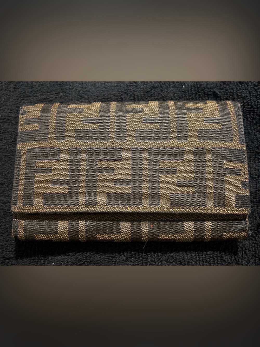 FENDI Zucca Tri-fold Wallet Brown Black Canvas 8M0011 Auth Used